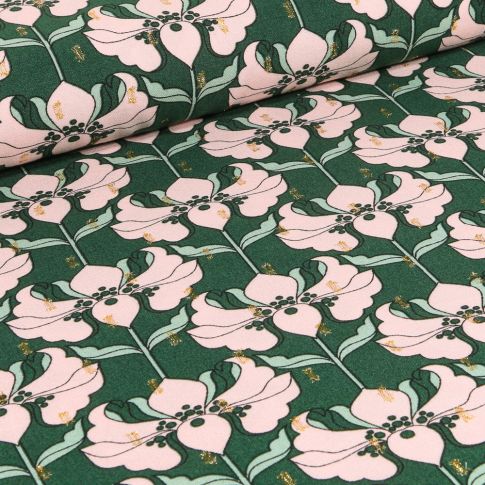 Tissu Viscose lurex Yang sur fond Vert