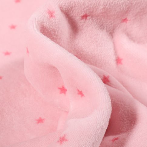Tissu Jersey Velours tout doux Petites étoiles sur fond Rose bébé