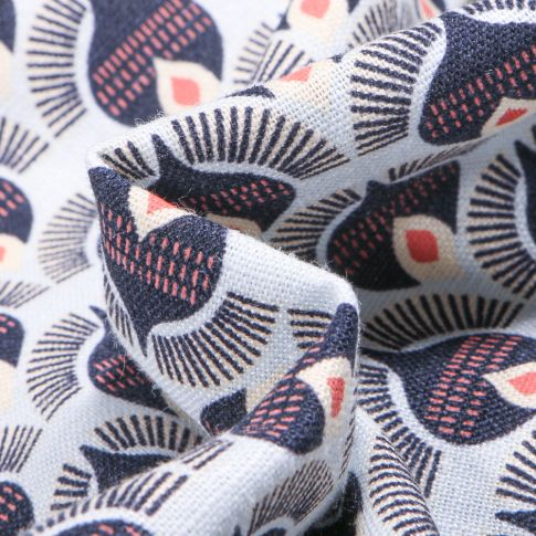 Tissu Lin Viscose Motif Dôme sur fond Bleu ciel