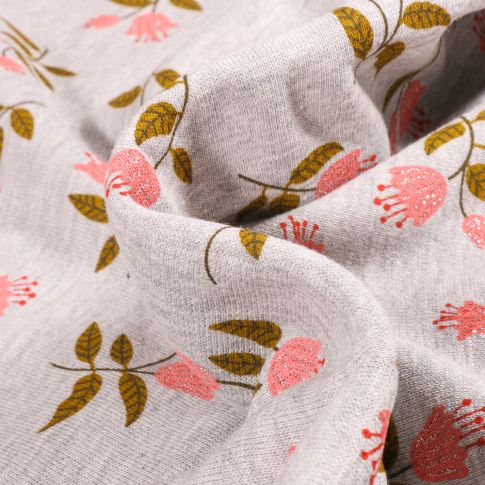Tissu Sweat envers minky Tallie sur fond Gris chiné