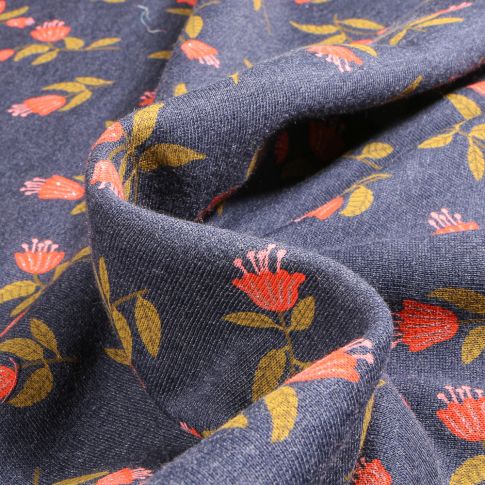 Tissu Sweat envers minky Tallie sur fond Bleu denim
