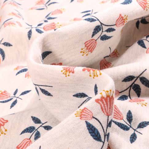 Tissu Sweat envers minky Tallie sur fond Beige chiné