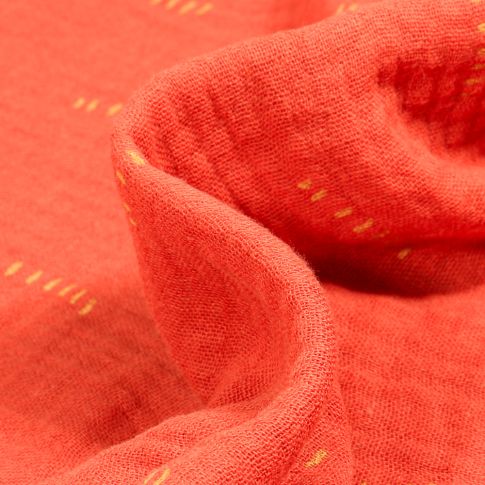 Tissu Double gaze Bio Pointillés sur fond Orange