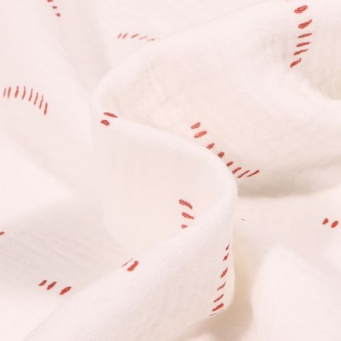 Tissu Double gaze Bio Pointillés sur fond Blanc