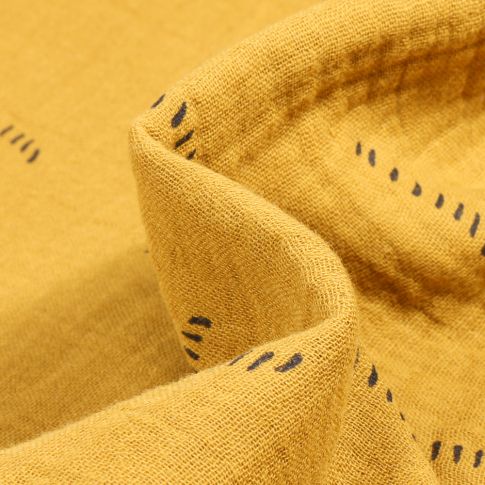 Tissu Double gaze Bio Pointillés sur fond Jaune