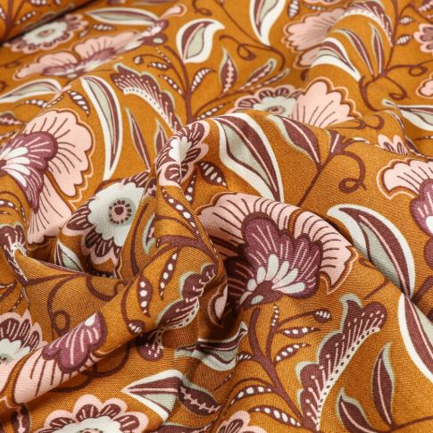 Tissu Viscose Francesca sur fond Ocre