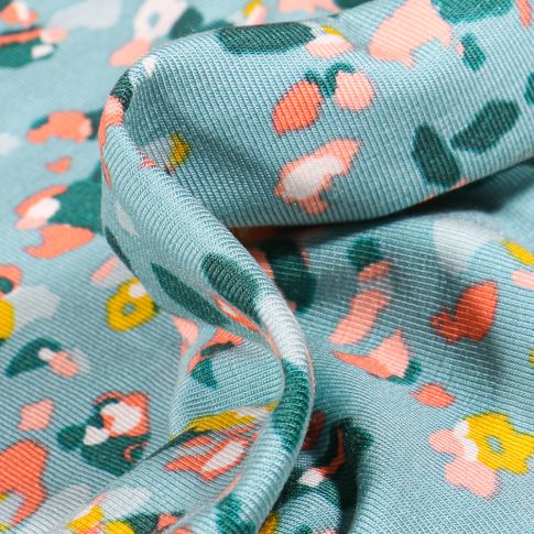 Tissu Jersey Modal Taches colorées abstraites sur fond Bleu