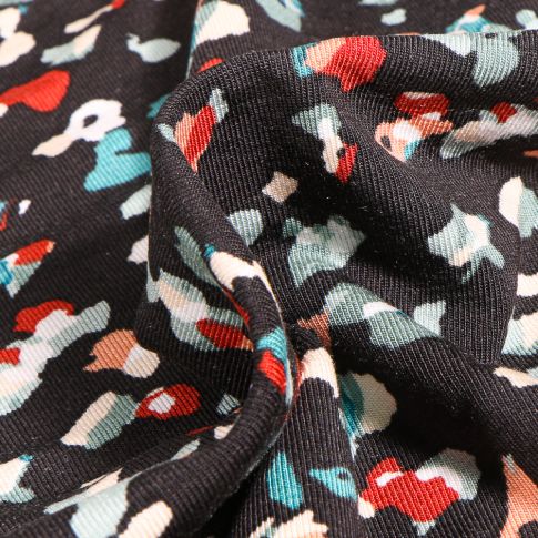 Tissu Jersey Modal Taches colorées abstraites sur fond Noir
