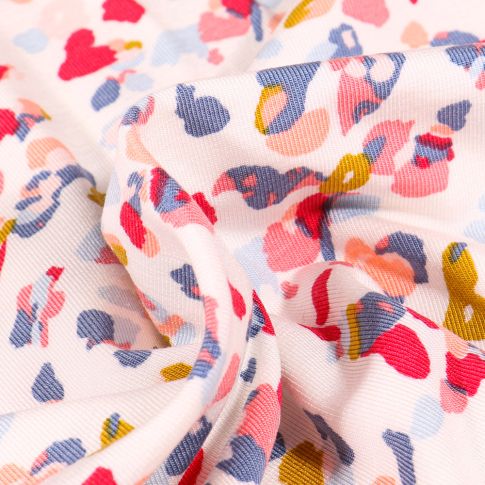 Tissu Jersey Modal Taches colorées abstraites sur fond Blanc