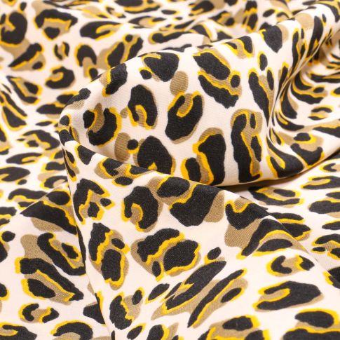 Tissu Satin Roseline jaune sur fond Blanc