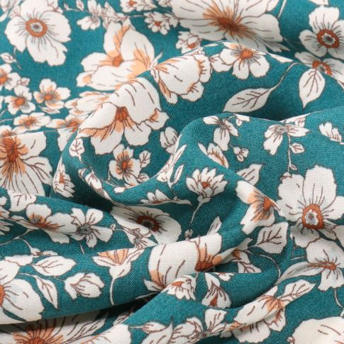 Tissu Viscose Fifi sur fond Bleu pétrole