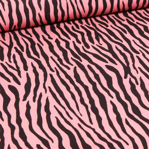 Tissu Viscose Zébré sur fond Rose
