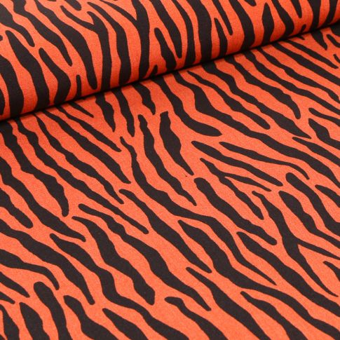 Tissu Viscose Zébré sur fond Orange
