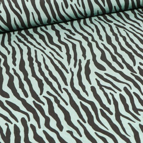 Tissu Viscose Zébré sur fond Vert menthe