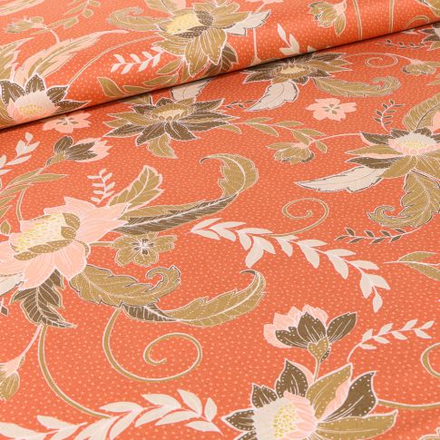 Tissu Viscose Rania sur fond Orange