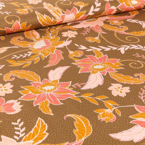 Tissu Viscose Rania sur fond Vert kaki