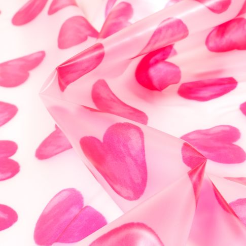 Tissu imperméable Coeurs rose sur fond Transparent