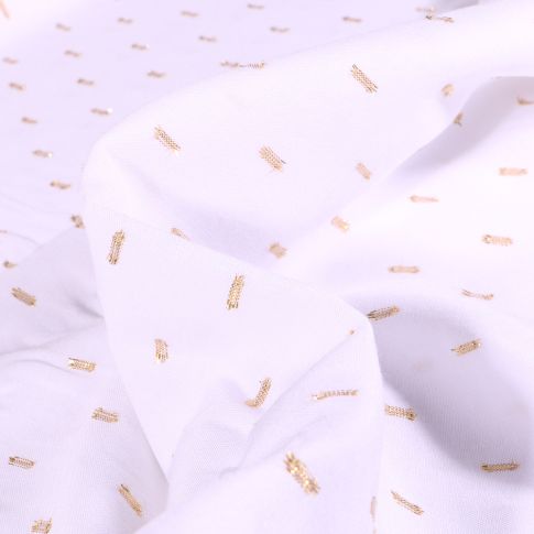 Tissu Viscose Pointillés lurex sur fond Blanc