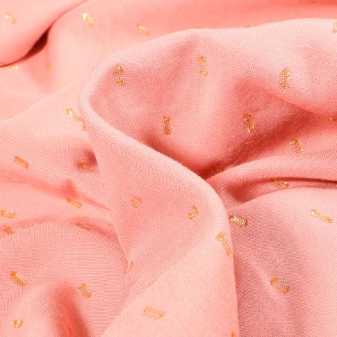 Tissu Viscose Pointillés lurex sur fond Rose pâle