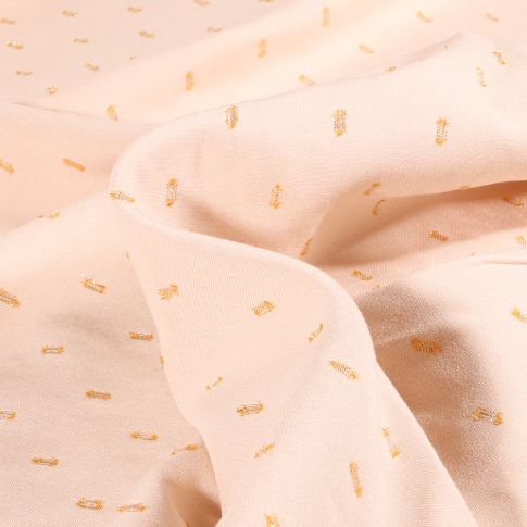 Tissu Viscose Pointillés lurex sur fond Ecru