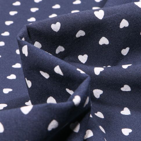 Tissu Coton lavé Cœur 0.5 cm sur fond Bleu marine