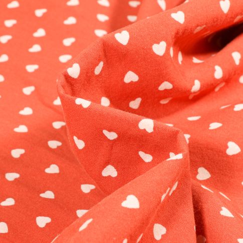 Tissu Coton lavé Cœur 0.5 cm sur fond Orange