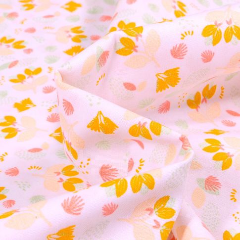 Tissu Coton imprimé LittleBird Jolies fleurs sur fond Blanc