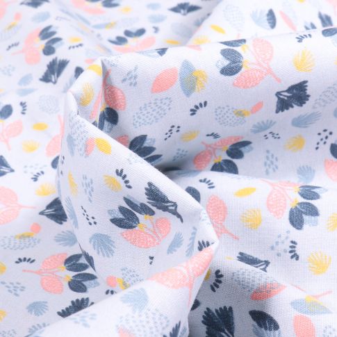 Tissu Coton imprimé LittleBird Jolies fleurs sur fond Bleu ciel