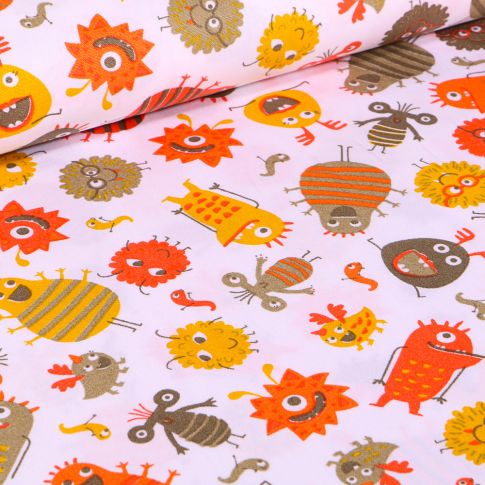 Tissu Coton imprimé LittleBird Montres rigolo sur fond Blanc