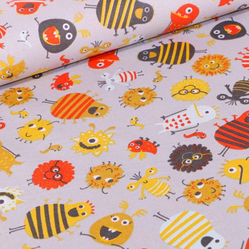 Tissu Coton imprimé LittleBird Montres rigolo sur fond Gris clair