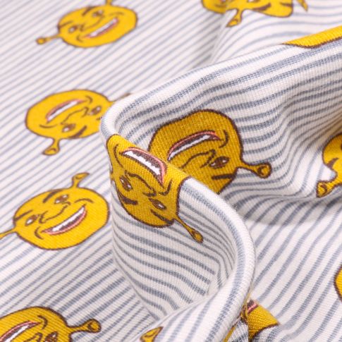 Tissu Jersey Coton Shrek sur fond Blanc