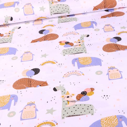 Tissu Coton imprimé Fiesta sur fond Blanc