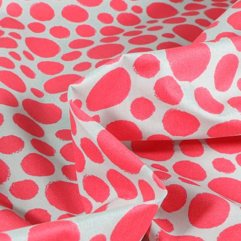 Tissu Coton enduit Big dots sur fond Gris