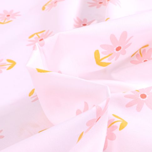 Tissu Coton imprimé Flo sur fond Blanc