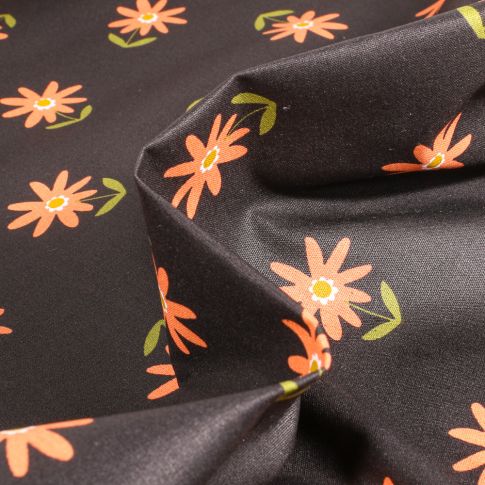 Tissu Coton enduit Maggy sur fond Noir