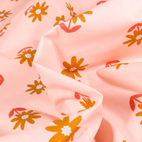Tissu Coton enduit Maggy sur fond Rose nude