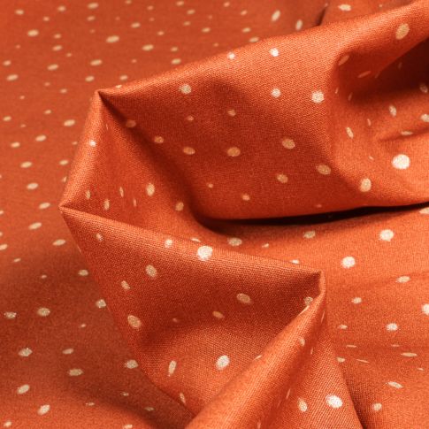Tissu Coton imprimé doré Little point sur fond Orange