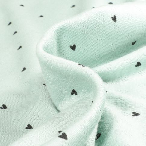 Tissu jersey ajouré Heart sur fond Vert menthe