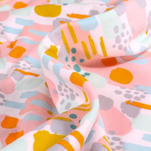 Tissu Sweat envers minky Bio Nallie sur fond Blanc