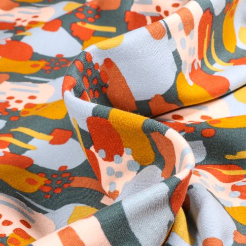 Tissu Sweat envers minky Bio Nallie sur fond Gris foncé