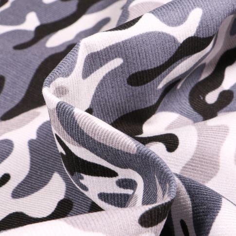 Tissu Velours milleraies Camouflages sur fond Gris