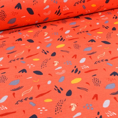 Tissu Sweat envers minky Pipa sur fond Orange