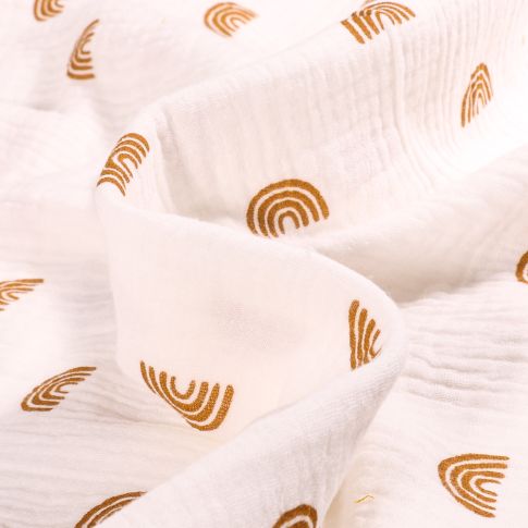 Tissu Double gaze Bio Rainbow sur fond Blanc