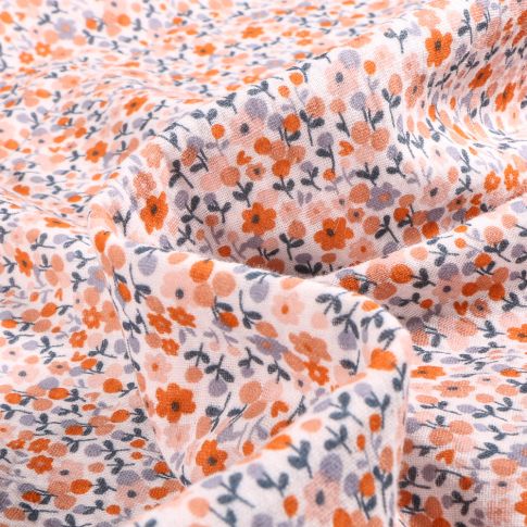 Tissu Double gaze Bio Yaël sur fond Blanc