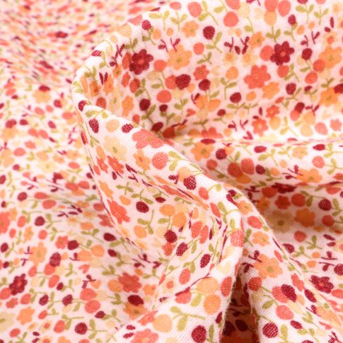 Tissu Double gaze Bio Louison sur fond Blanc