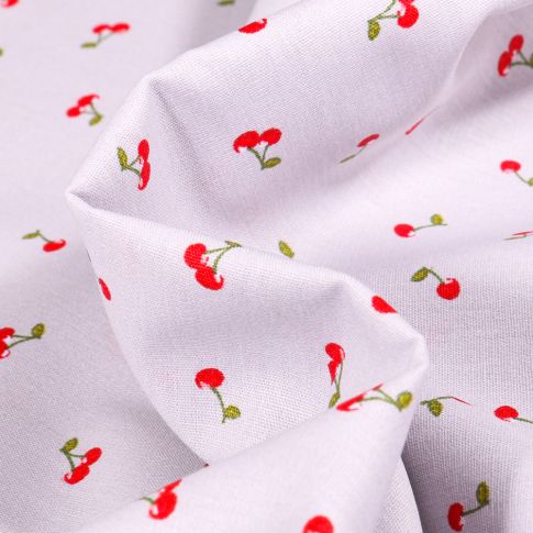 Tissu Coton imprimé Cherry Cherry sur fond Gris