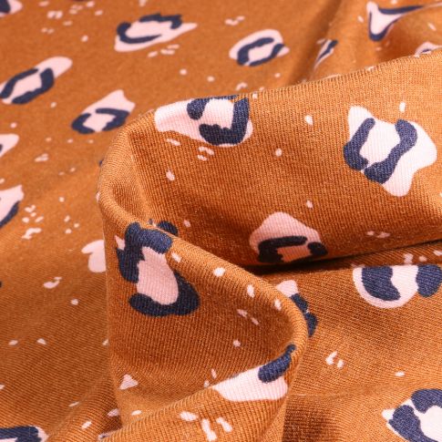 Tissu Jersey Coton Modal Zellie sur fond Camel