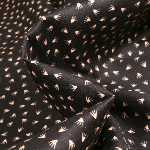Tissu Coton satiné extensible Eclats de pissenlits sur fond Noir