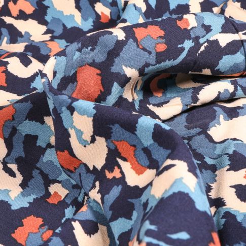 Tissu Viscose Mariam sur fond Bleu