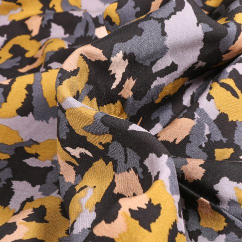 Tissu Viscose Mariam sur fond Noir